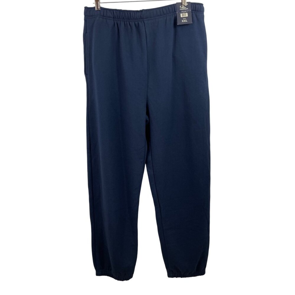 Logo Athletic Mens XXL Navy Blue Fleece Joggers Sweatpants Elastic & Drawstring